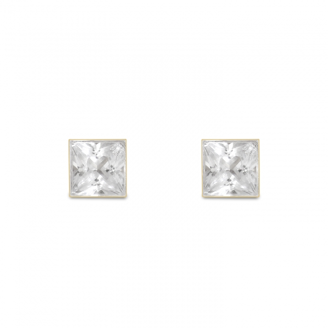 3.6mm Princess-Cut Invisible Square Set Diamond Stud Earring