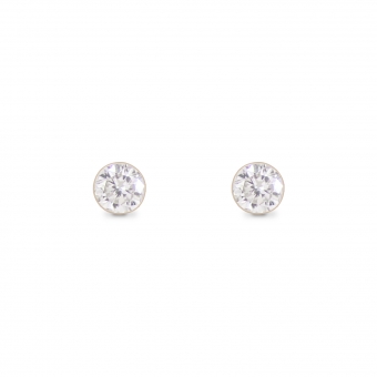 Invisible Round Set Diamond Ear Stud with 2mm Gemstone