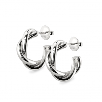 Thick Twist Hollow Hoop Stud Earrings 12mm Inner Diameter