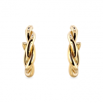 Thick Twist Hollow Hoop Stud Earrings 18mm Inner Diameter