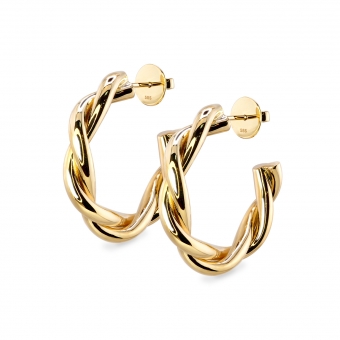 Thick Twist Hollow Hoop Stud Earrings 18mm Inner Diameter