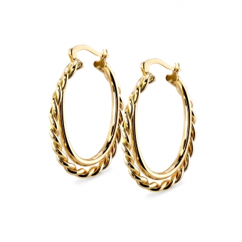 Hollow Double Interlock Classic & Twist Hoop Earrings