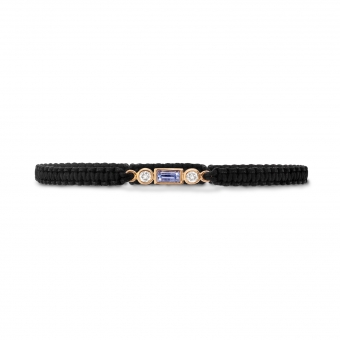 Macramé Bracelet with Round Diamonds and Baguette Sapphire