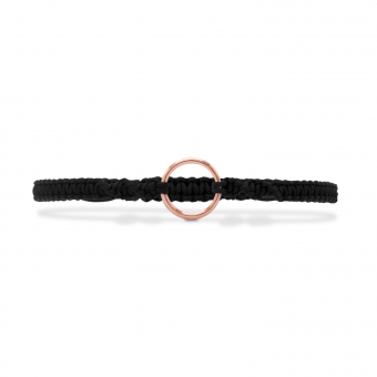 Solid Gold Big Circle Ring Macramé Bracelet