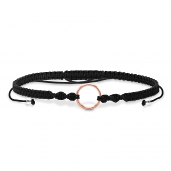 Solid Gold Big Circle Ring Macramé Bracelet