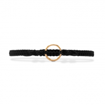 Solid Gold Big Circle Ring Macramé Bracelet