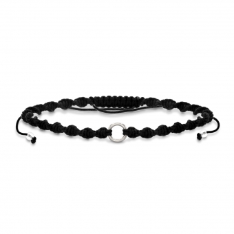 Solid Gold Small Circle Ring Macramé Bracelet