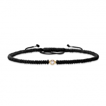 Gold Delicate Round Shape Macramé Bracelet with Diamond