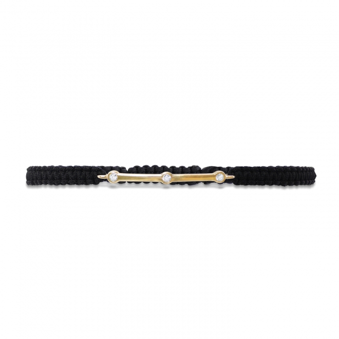 Gold Line Bar Macramé Bracelet with 3 Gemstones