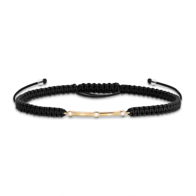 Gold Line Bar Macramé Bracelet with 3 Gemstones