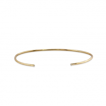 Gold Thin Tube Bangle with Diamonds