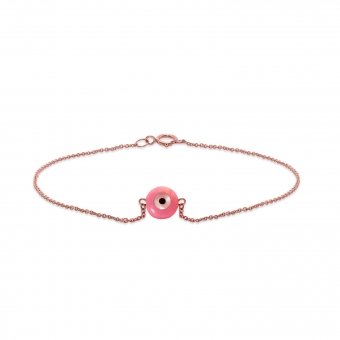 Gold Bracelet Pink Evil Eye