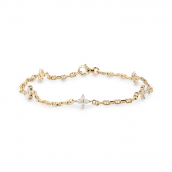 Five Diamond Flowers Chain Bracelet