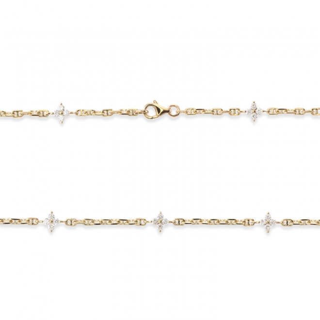 Five Diamond Flowers Chain Bracelet