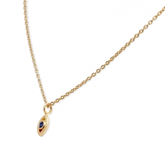 Gold Evil Eye with Solitaire Gemstone Necklace