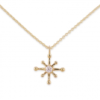Gold Star Shape Necklace with Solitaire Gemstone