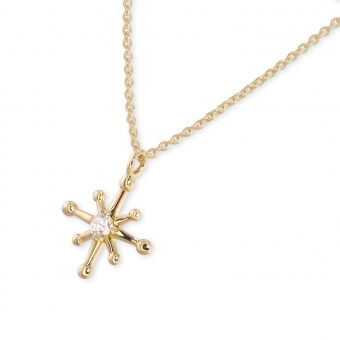 Gold Star Shape Necklace with Solitaire Gemstone