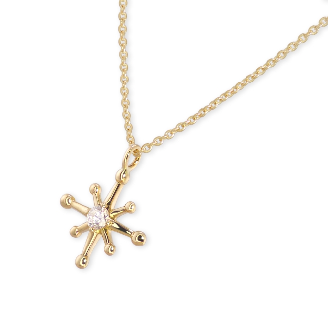Gold Star Shape Necklace with Solitaire Gemstone