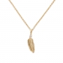 Gold Feather 2 Diamonds Necklace
