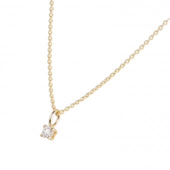 Gold Necklace with 2.5mm Solitaire Gemstone