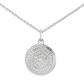 Gold 12mm Engraved Disk Necklace