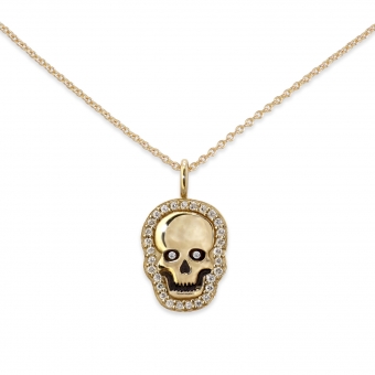 Gold Skull with Diamonds Necklace