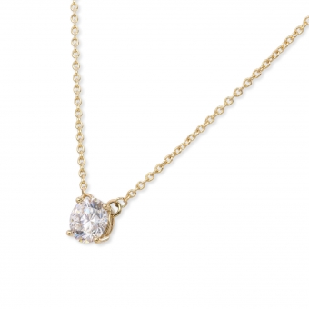 Solitaire 6.5mm Round Diamond with Chain Necklace