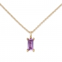 Four Prong Baguette Necklace with Solitaire Gemstone