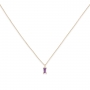 Four Prong Baguette Necklace with Solitaire Gemstone