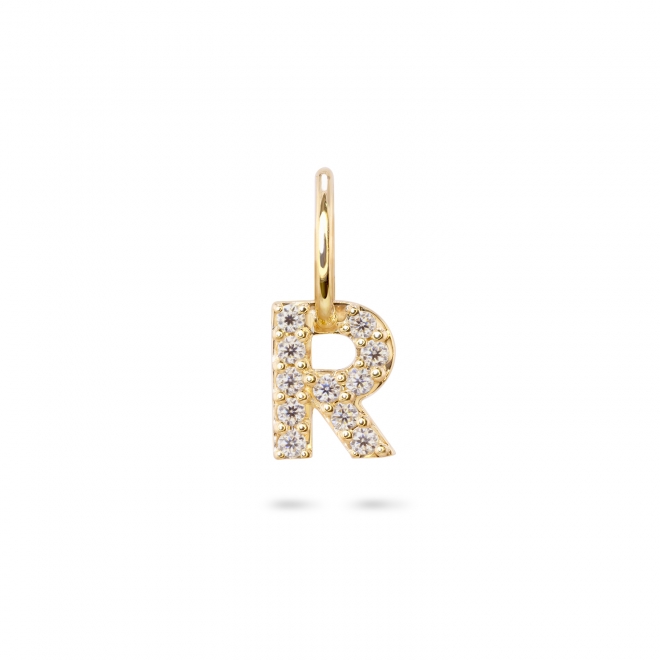 R Letter Pendant with Diamonds