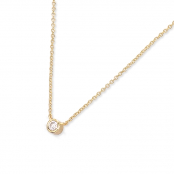 Delicate 2.3mm Solitaire Round Gemstone Necklace