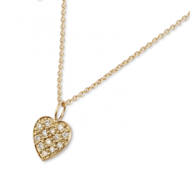Gold Heart Pendant with Pave Setting
