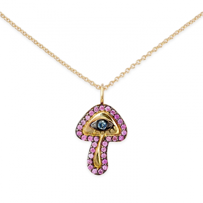 Evil Eye Mushroom with Gemstones and Diamonds