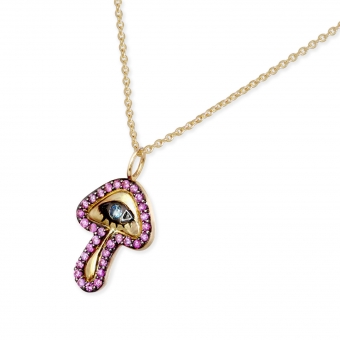 Evil Eye Mushroom with Gemstones and Diamonds