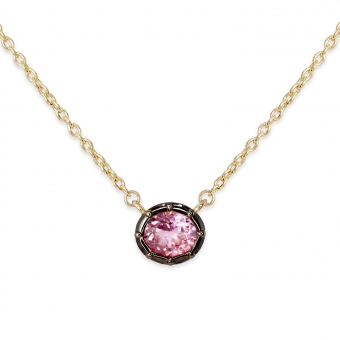 Oval Diamond Illusion Prong Paint Black Rhodium Necklace