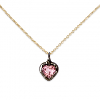 Heart Pendant Paint Black Rhodium with Diamond