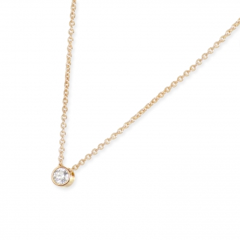 2.3mm Solitaire Gemstone Gold Bezel Setting Necklace