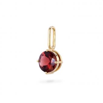 Round Garnet Birthstone Gold Pendant - January