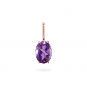 Oval Shape Amethyst Birthstone Gold Pendant - February