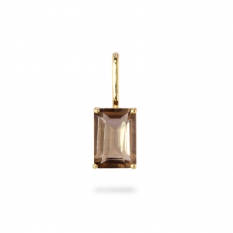 Emerald Cut Smokey Quartz Birthstone Gold Pendant - June
