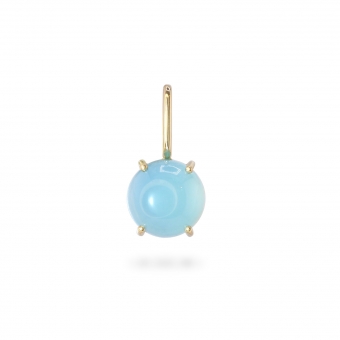 Round Cabochon Chalcedony Birthstone Gold Pendant - September 