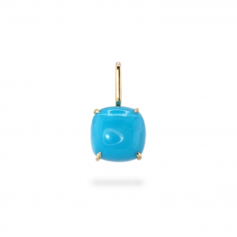Cushion Cabochon Turquoise Birthstone Gold Pendant - December