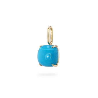 Cushion Cabochon Turquoise Birthstone Gold Pendant - December