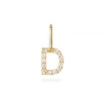 D Letter Long Bail Pendant with Diamonds