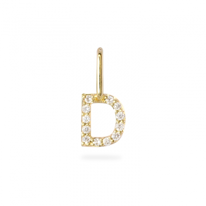 D Letter Long Bail Pendant with Diamonds