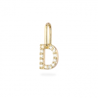 D Letter Long Bail Pendant with Diamonds