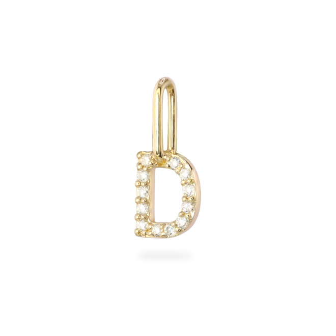 D Letter Long Bail Pendant with Diamonds