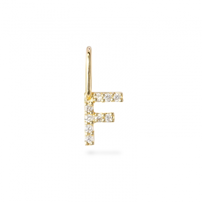 F Letter Long Bail Pendant with Diamonds