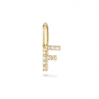 F Letter Long Bail Pendant with Diamonds