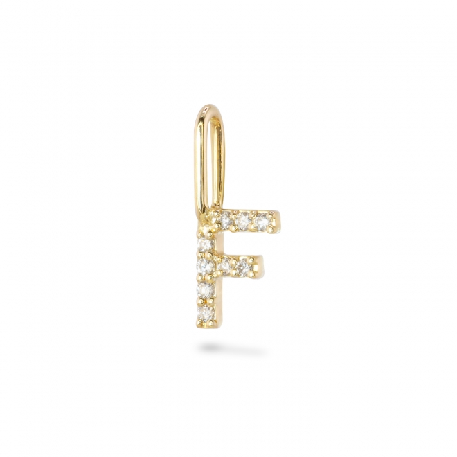 F Letter Long Bail Pendant with Diamonds